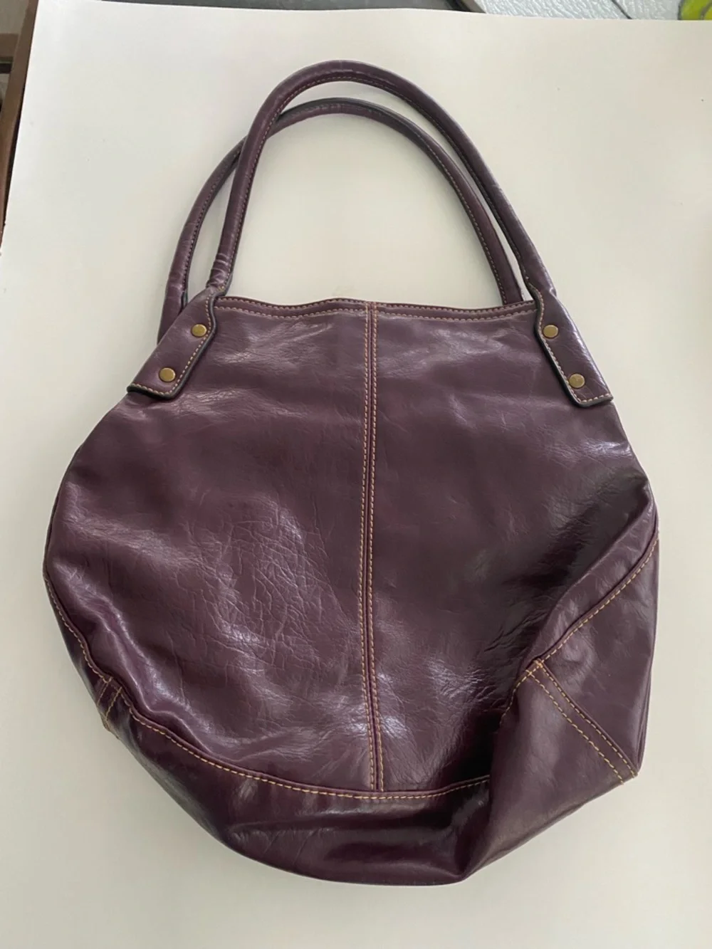 Unbranded Plum Leather Tote with Front Pocket - Picture 2 of 5